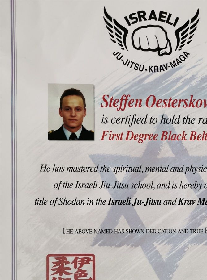 Certifikat - Israeli Ju Jitsu & Krav Maga - 1. dan sort bælte