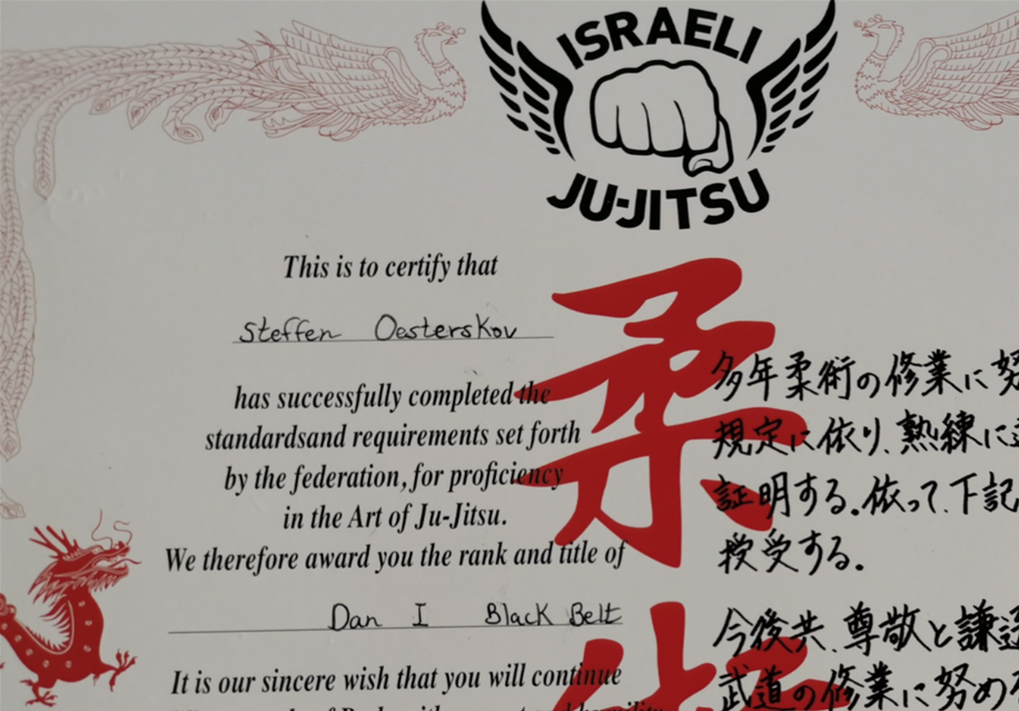 Certifikat - Ju Jitsu - 1. dan sort bælte